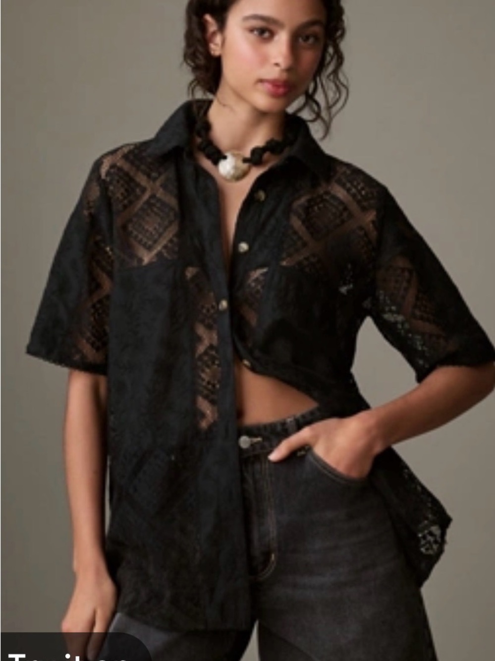 FARM Rio Black Sheer Floral Lace Top - Picture 6 of 11